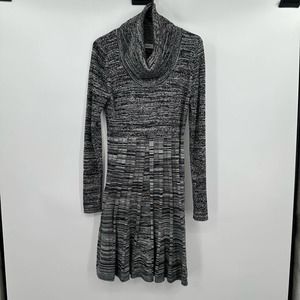 Calvin Klein size Medium gray black‎ turtleneck sweater dress long sleeve